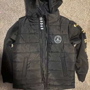 Jordan Black Puffer Jacket with Gold Details